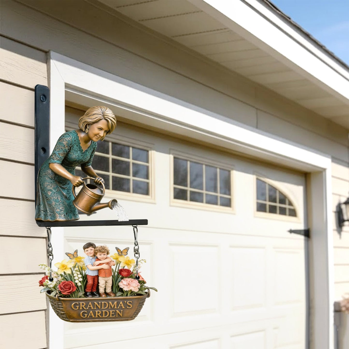 Custom Any Photo My Beautuful Garden - Personalized Grandma Wooden Wall Mount Sign