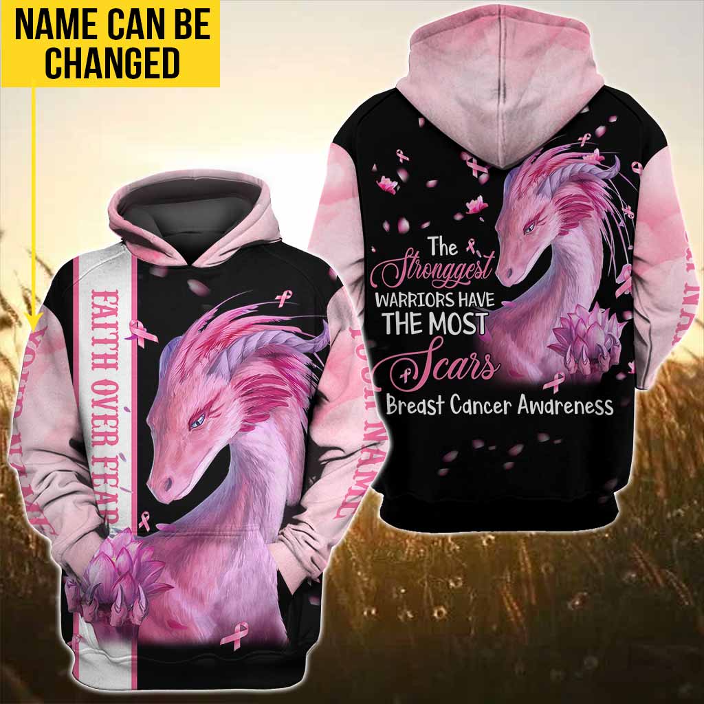 Faith Over Fear - Breast Cancer Awareness Personalized All Over T-shirt and Hoodie