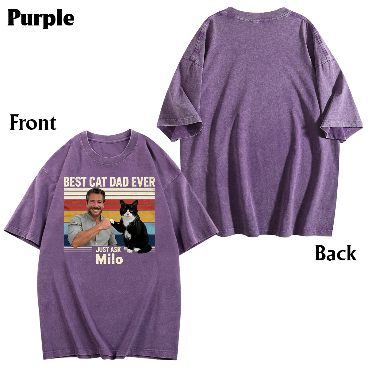 Best Cat Dad Ever - Personalized Cat Wash T-Shirt