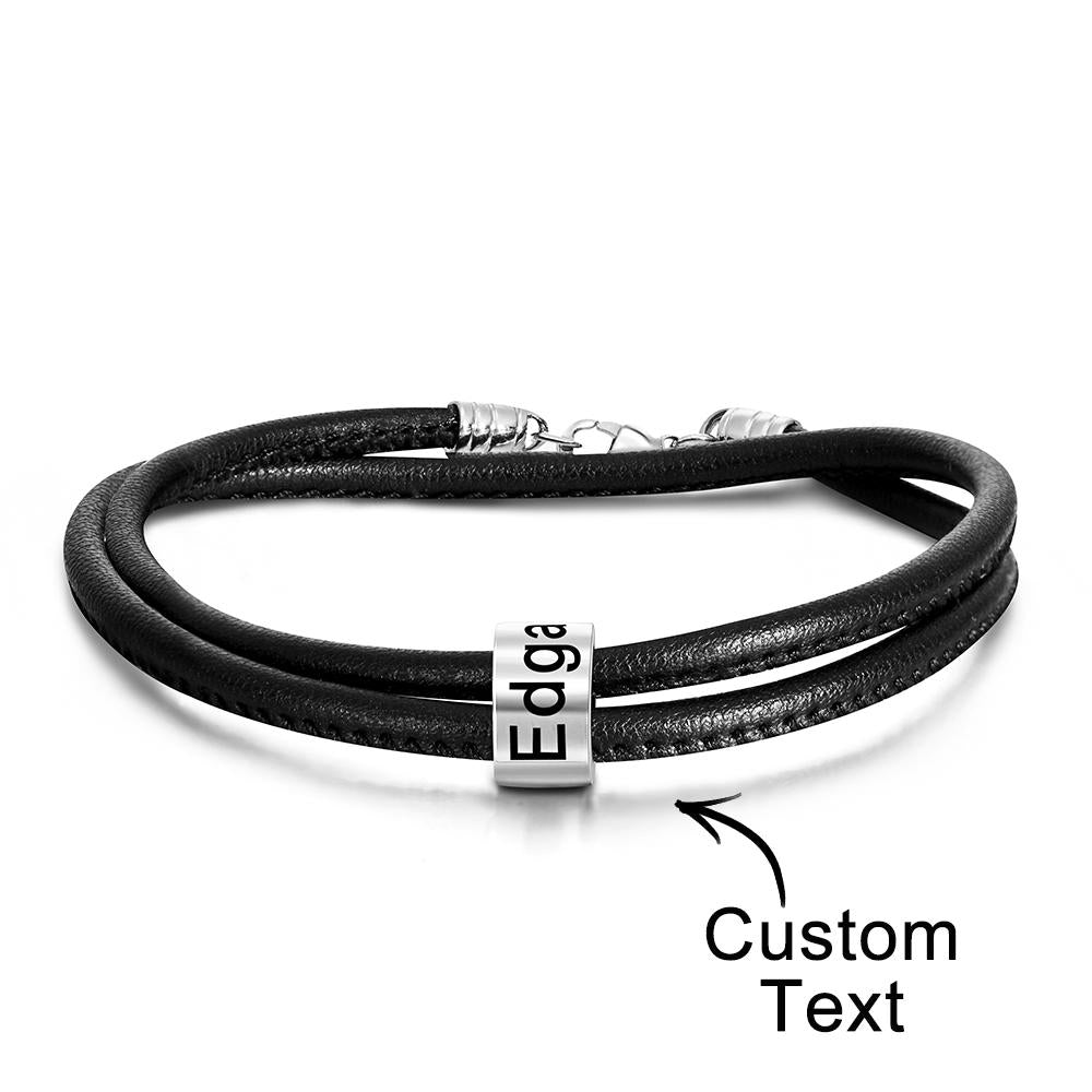 Any Names - Personalized Father Engraved Bead Bracelet