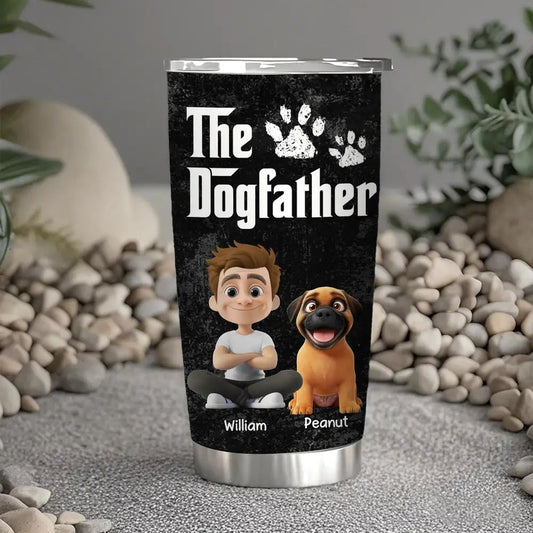 “The Dogfather” Insulated Travel Tumbler – Personalized Father’s Day Gift for Dog Dads