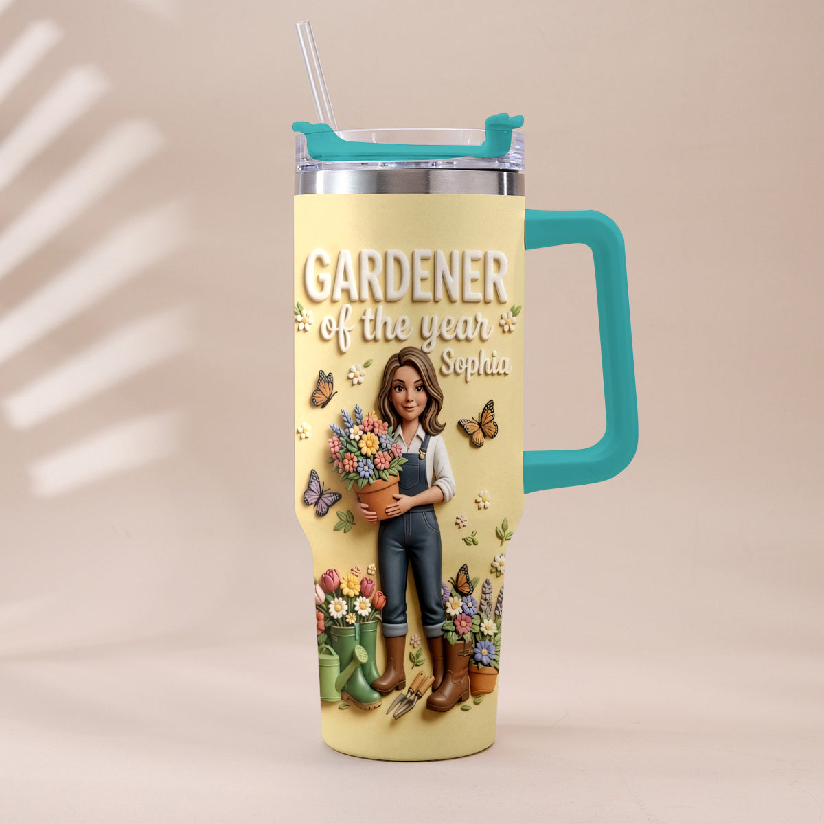 Gardener Of The Year - Personalized Gardening Tumbler With Plush Charm