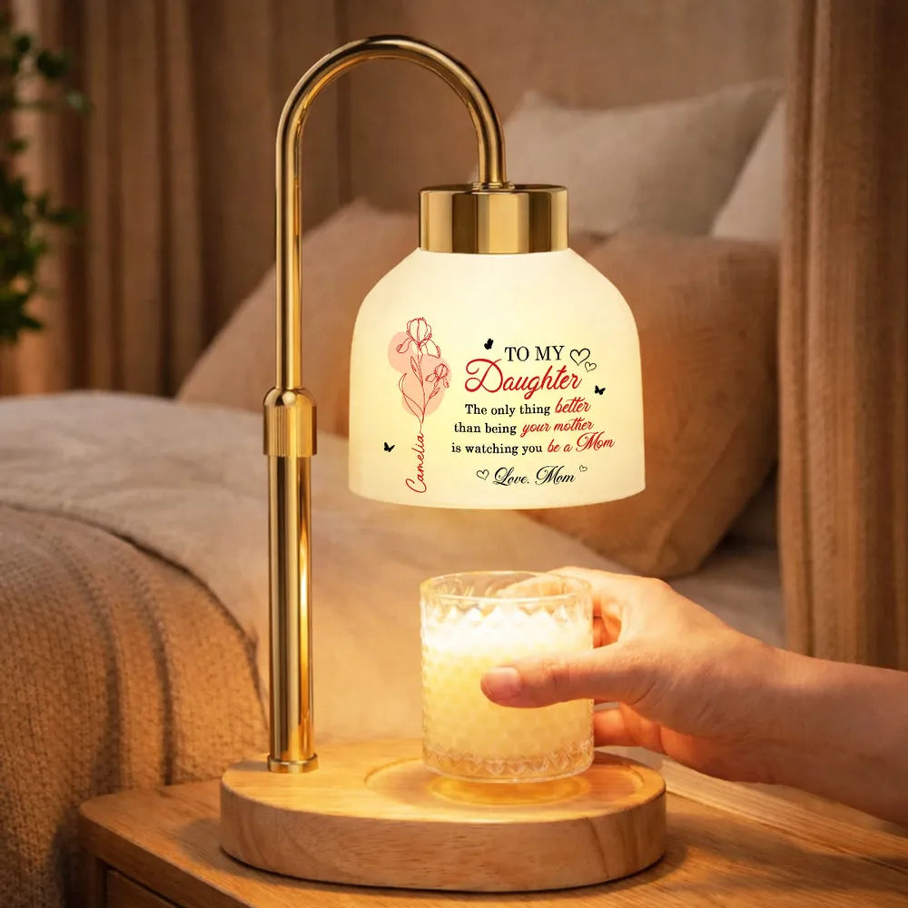 Candle Warmer Lamp Personalized for Daughter, Heartwarming New Mom Message, Sweet Bedroom Nightstand Gift