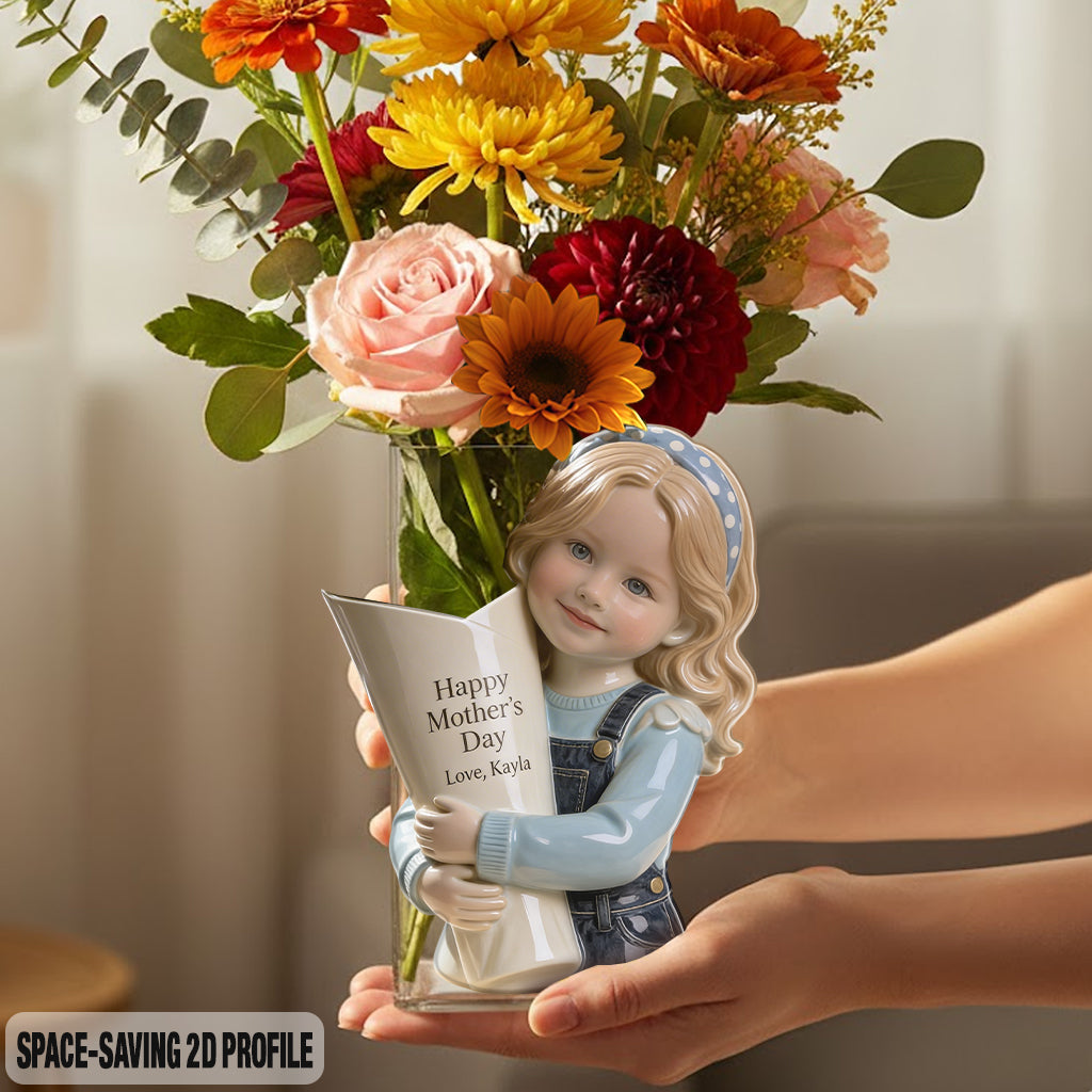 Flower Bouquet Vase - Perfect Mother's Day Gift - Personalized Kid Acrylic Flower Vase