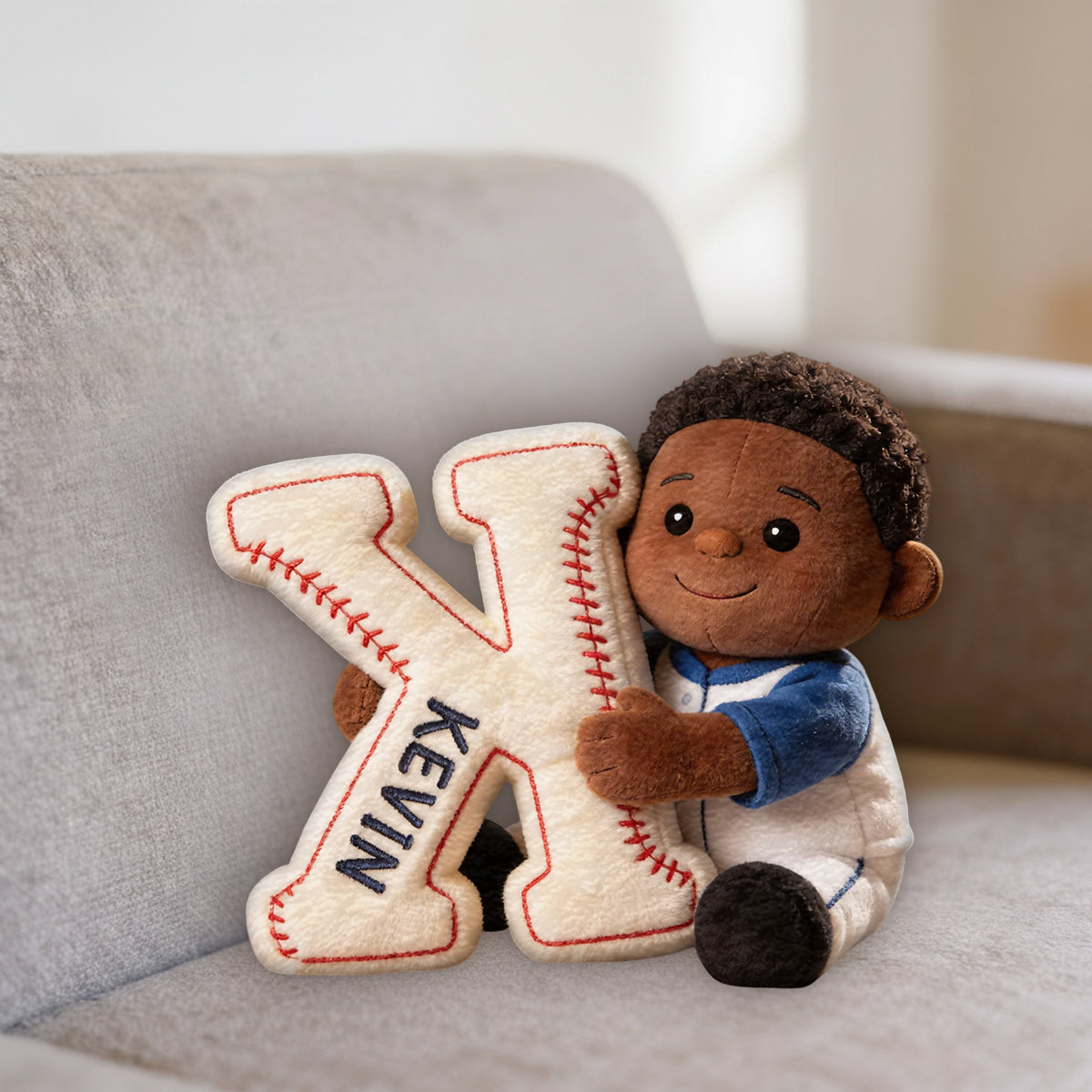 Initial Pillow Custom From Any Photo - Personalized Baseball Premium Faux Fur Pillow