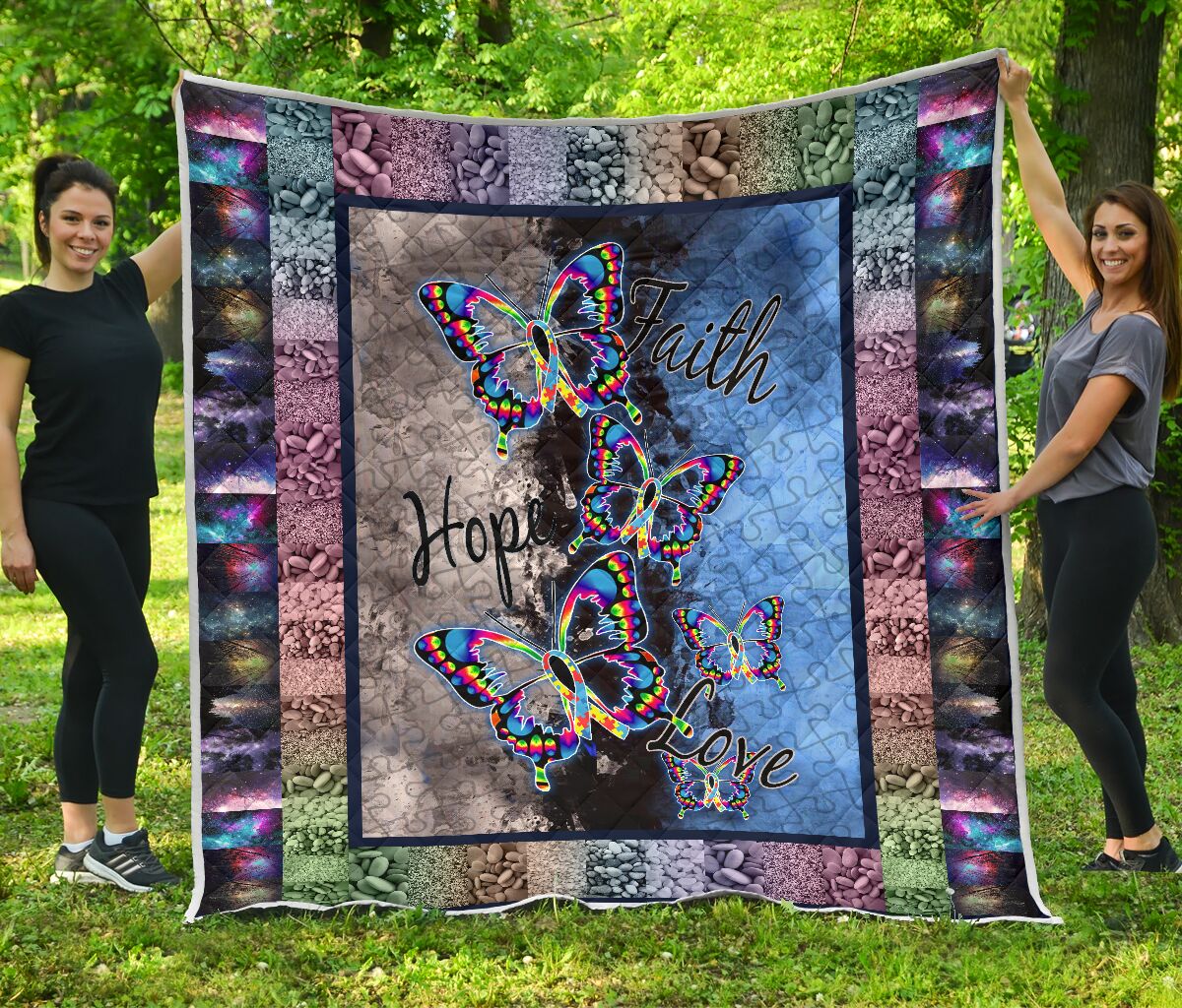 Faith Hope Love Autism Awareness Quilt 0622