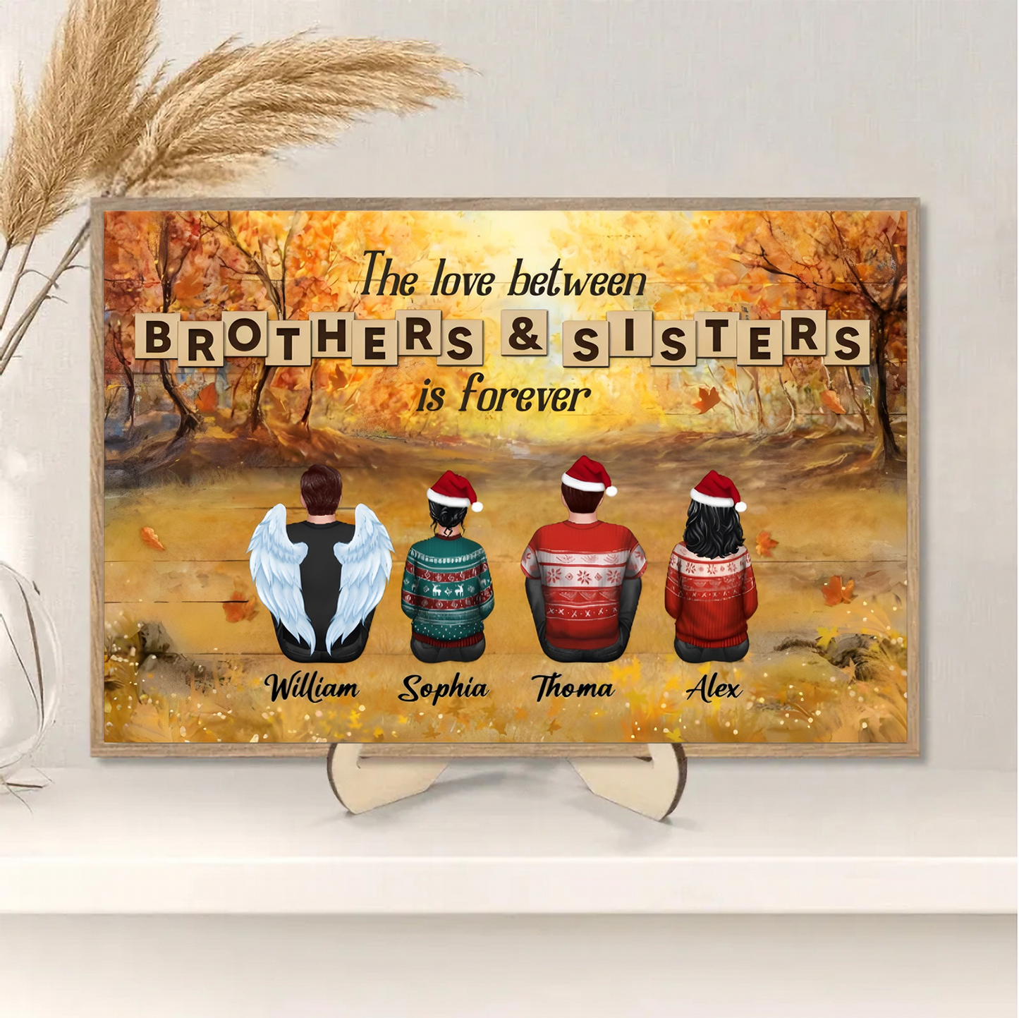 Personalized Brothers & Sisters Forever Poster or Canvas, Keychain, Plaque, Car Hanger, Wallet Card - Perfect Gift for Siblings, Memorial Keepsake