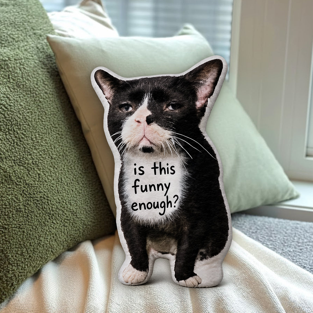 Funny Ugly Awkward Cat Dog Custom Photo - Personalized Dog Premium Faux Fur Pillow