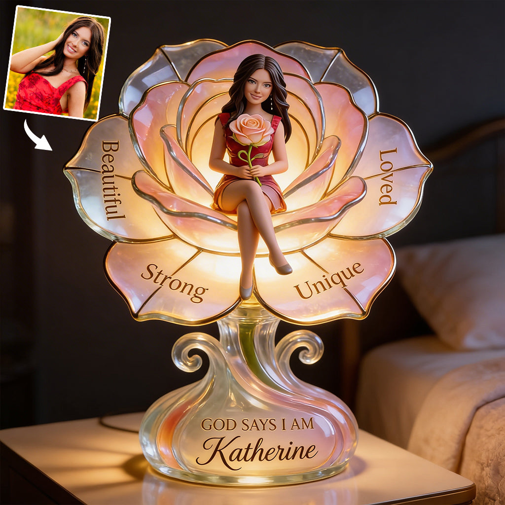 Any Photo Custom Birth Flower - Personalized Self Love Acrylic LED Night Light