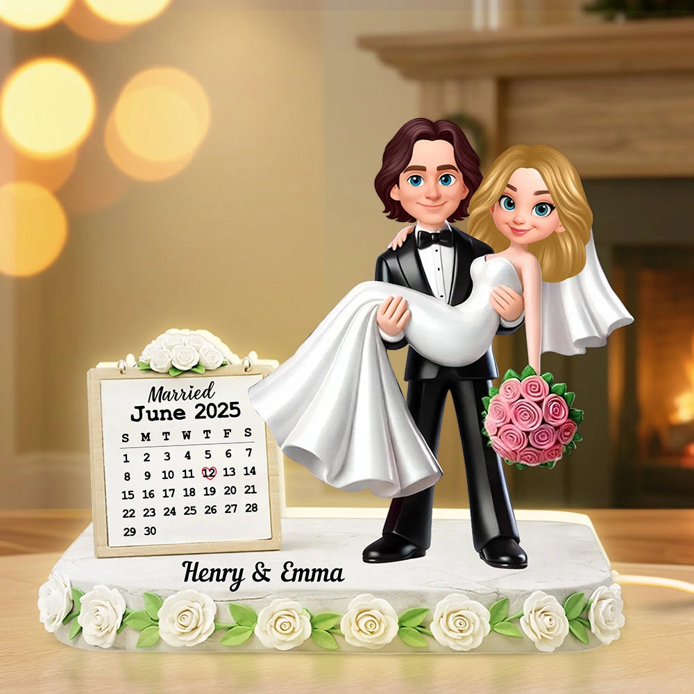 Custom Married Date Acrylic Light Box, Cute Bride and Groom Night Light, Cozy Bedroom Decor, Memorable Couple Gift