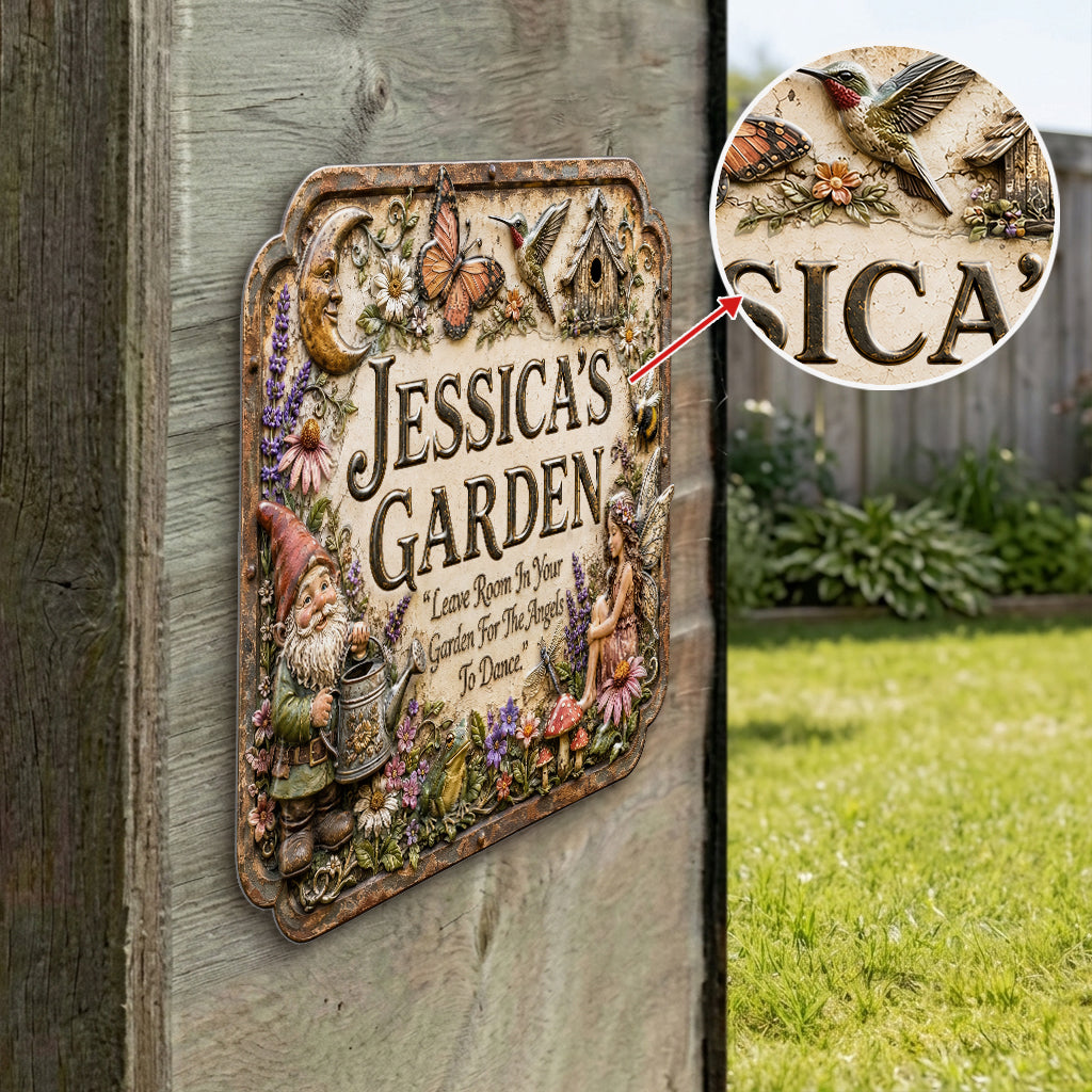 Leave Room In Your Garden For The Angles To Dance - Personalized Gardening 3D Printed Cut Metal Sign