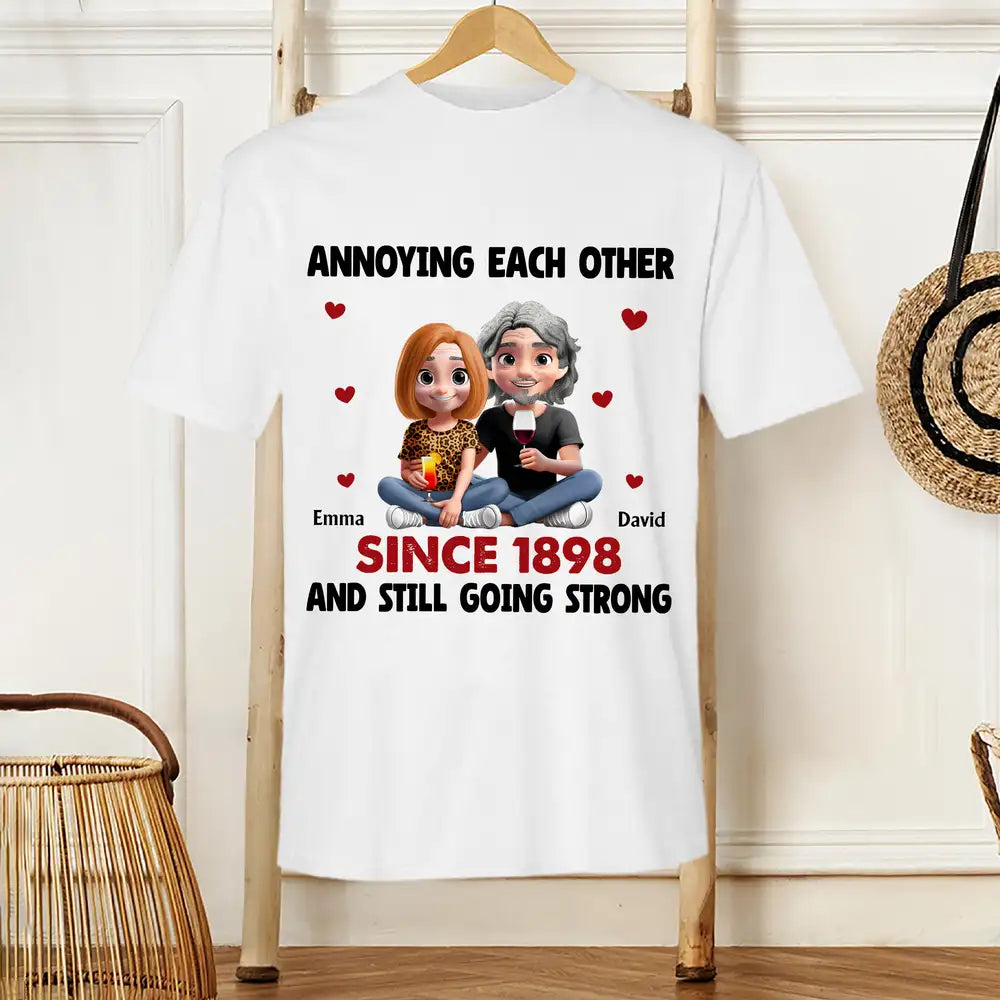 Annoying Each Other Since [Year] – Personalized Classic Tee for Couples with Custom name and Character