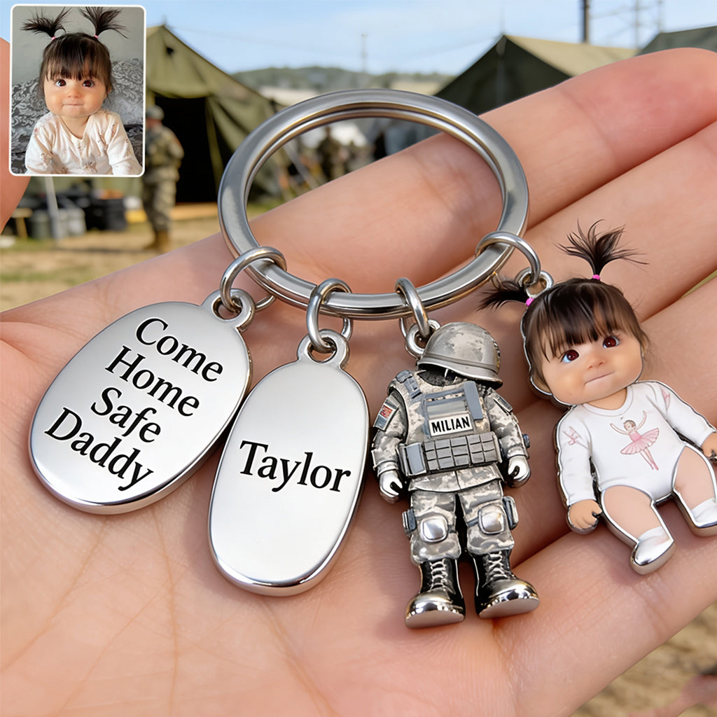 Come Home Safe Daddy - Personalized Veteran Premium Keychain With Charms