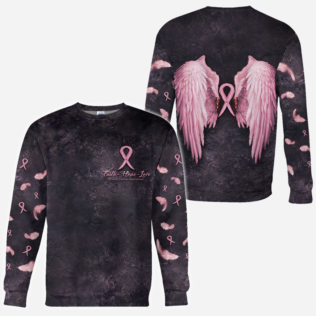 Faith Hope Love Breast Cancer Awareness All Over T-shirt and Hoodie