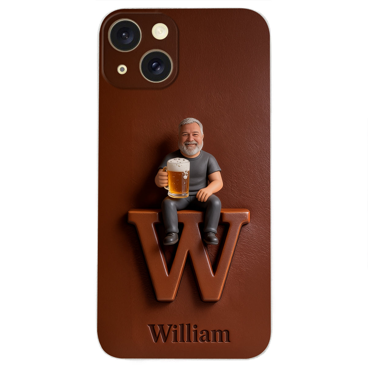 Custom Any Photo - Personalized Beer 3D Embossed Leather Phone Case