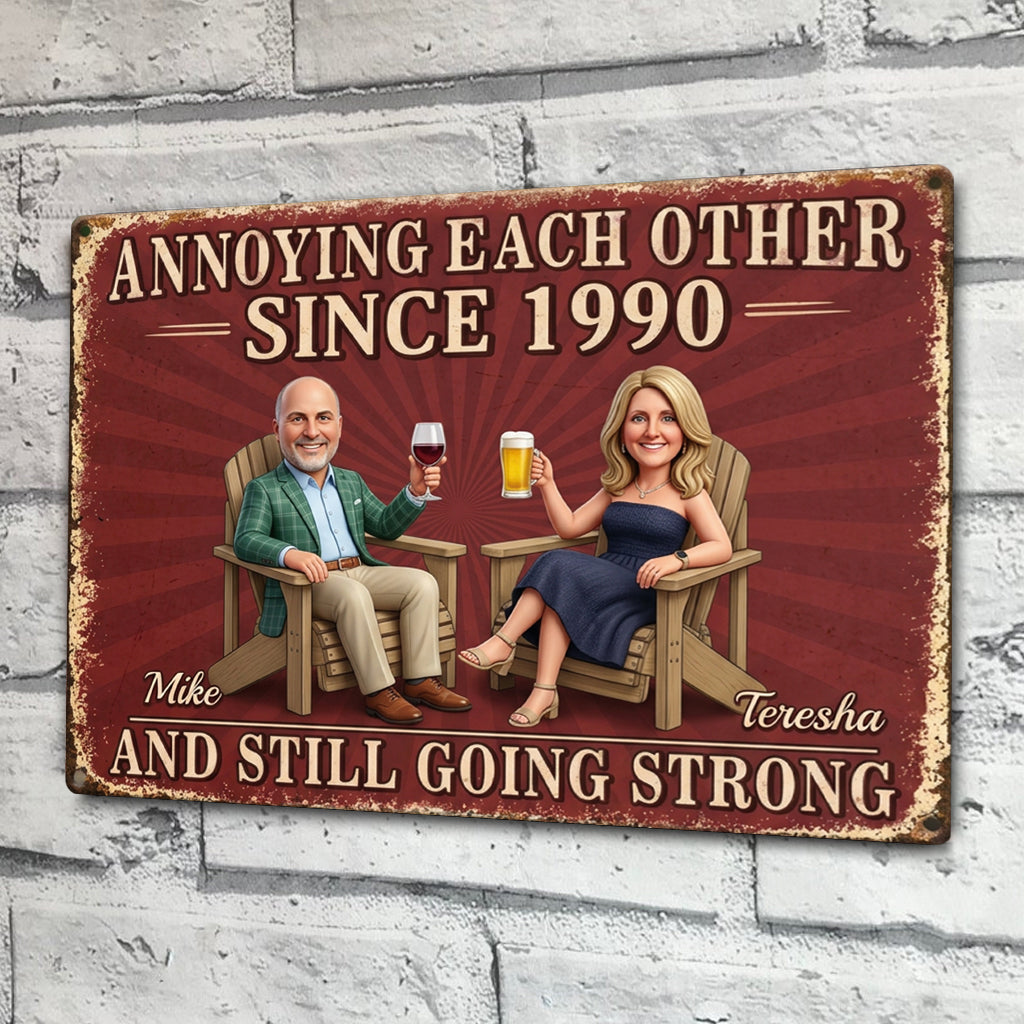 Annoy Each Other Since - Personalized Couple Rectangle Metal Sign