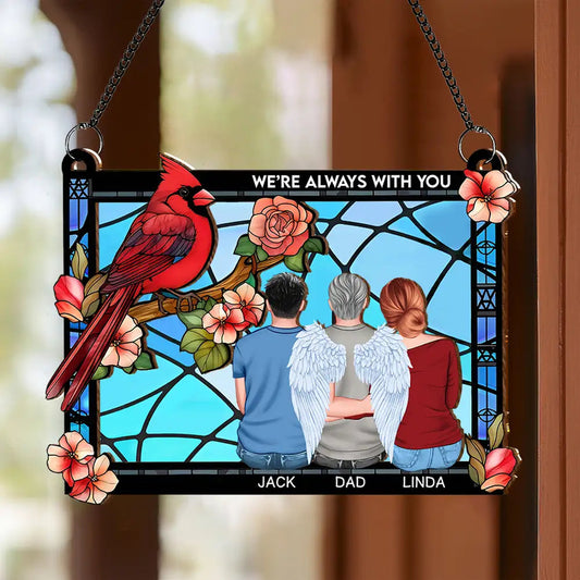 I Am Always With You Wood and Acrylic Layered Ornament – Cardinal and Angel Family Memorial Keepsake