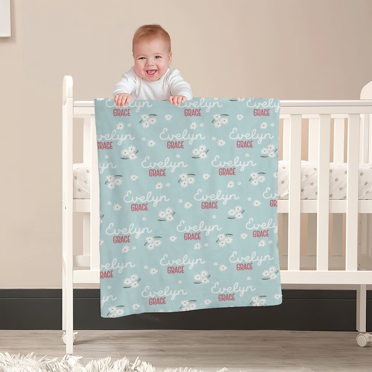 Daisy Custom Name - Personalized Newborn Blanket