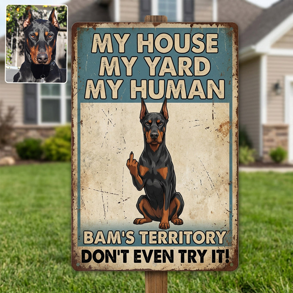 Funny Waring Sign For Pet Owner - Personalized Dog Rectangle Metal Sign