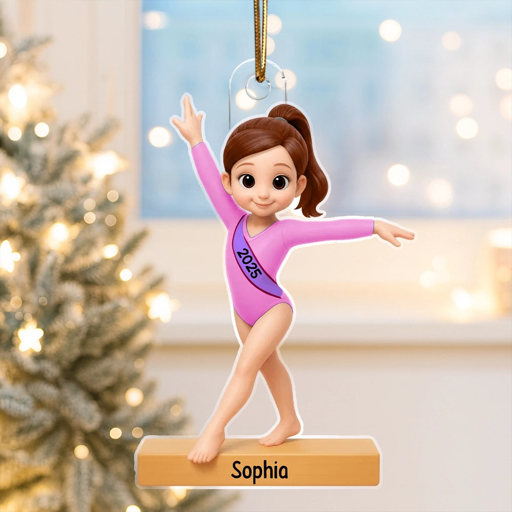 Gymnast Girl Acrylic Ornament – Holiday Keepsake, Perfect Gift for Daughters or Gymnastics Fans