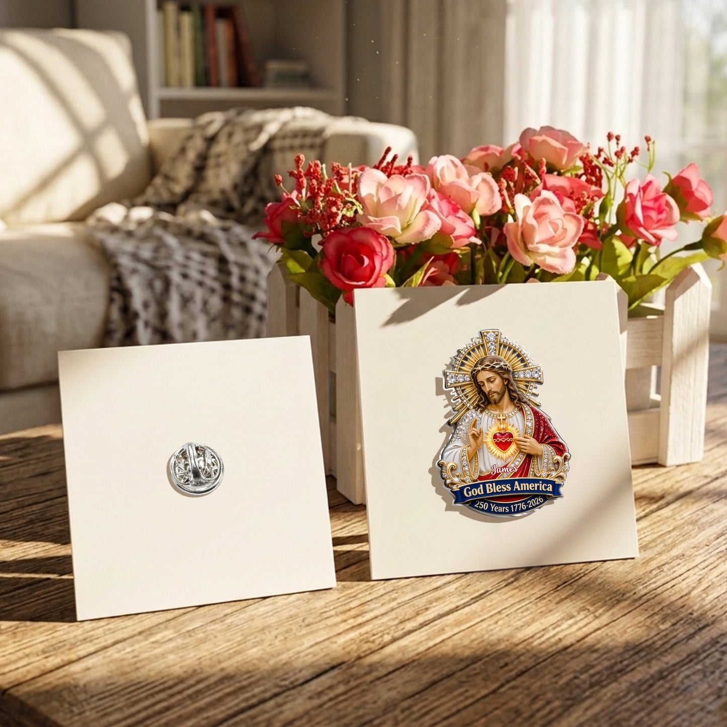 God Bless America - Personalized Christian 3D Embossed Enamel Pin