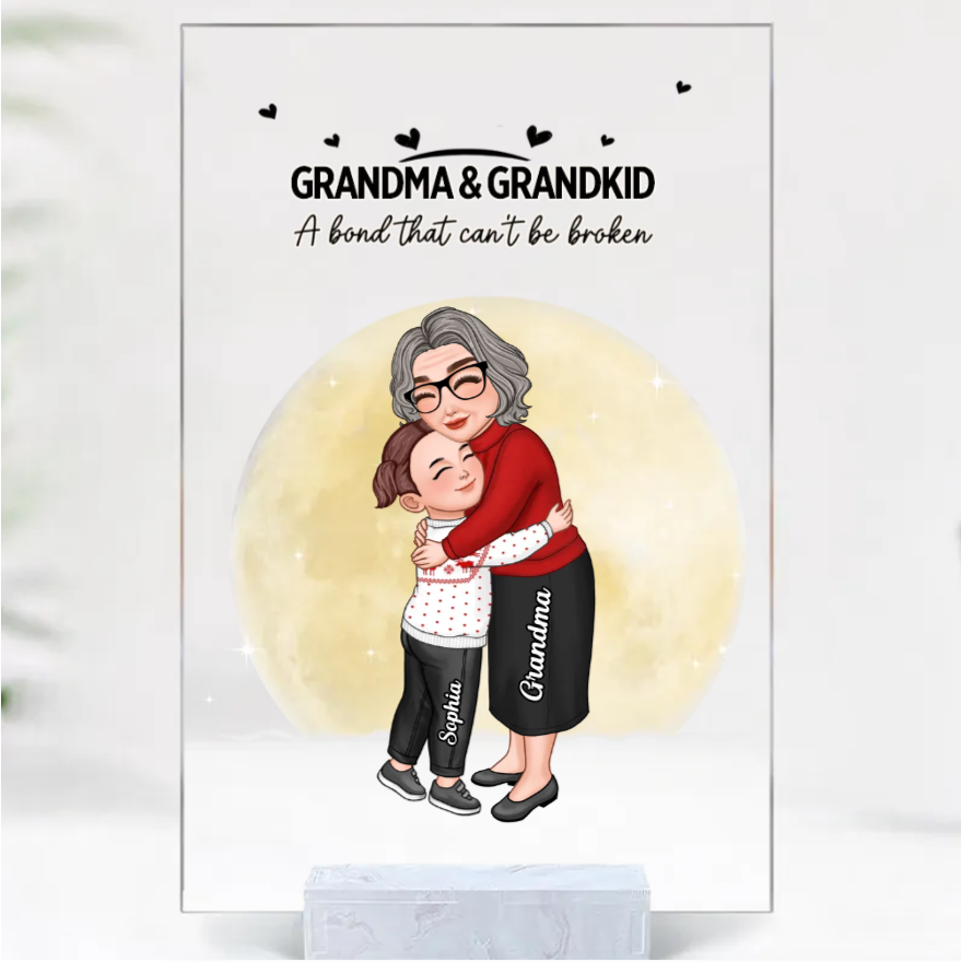 Cute Grandma & Grandkid Hugging - Gift For Grandkids & Grandma - Personalized Acrylic Ornament
