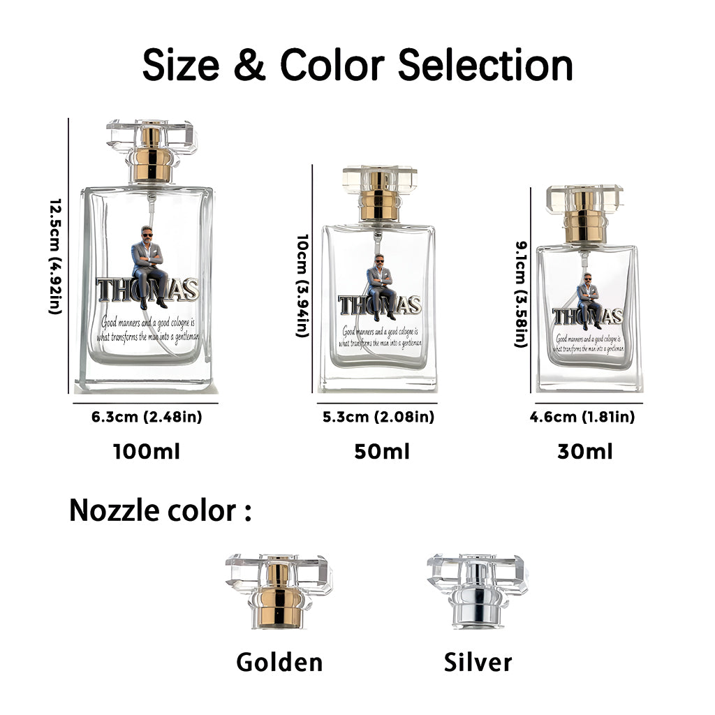 Cologne For Man - Any Photo, Any Title - Personalized Luxury Refillable Perfume Bottle
