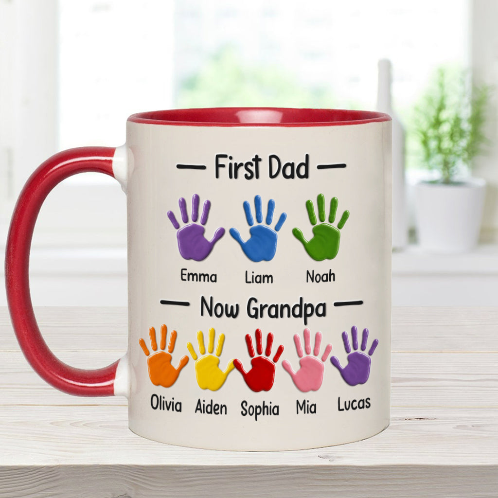 First Dad, Now Grandpa - Personalized Grandpa Accent Mug With Gift Box
