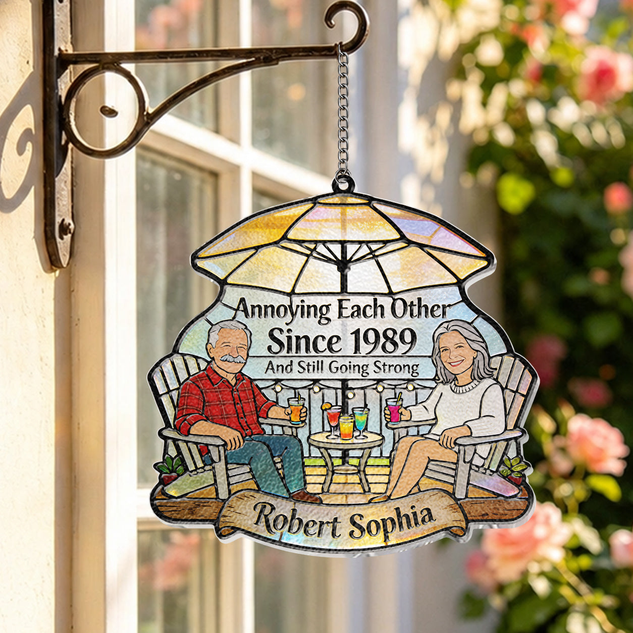 Everlasting Love - Personalized Couple 3D Printed Glass Suncatcher