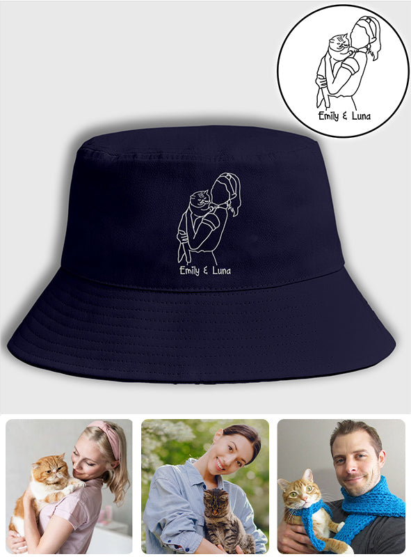 Custom Photo - Personalized Cat Embroidered Bucket Hat