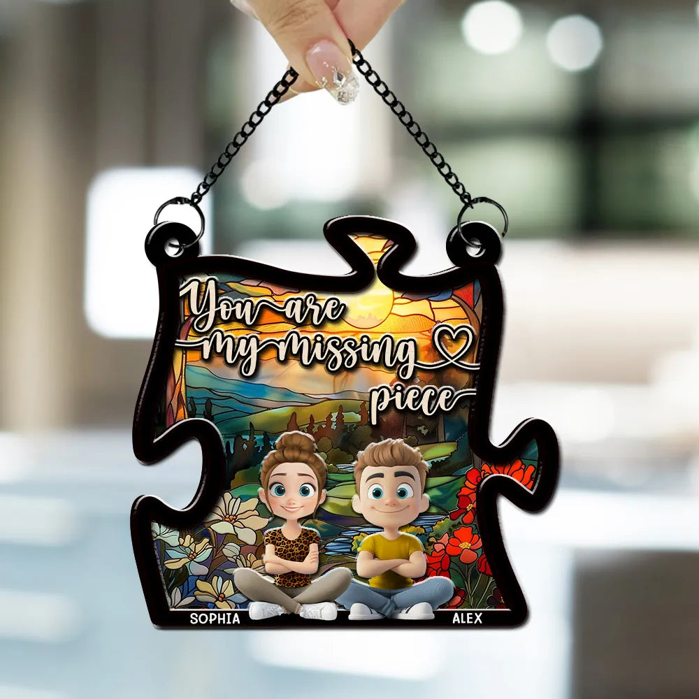 You Are My Missing Piece – Personalized Wood and Acrylic Puzzle Ornament, Romantic Gift for Couple or Lover