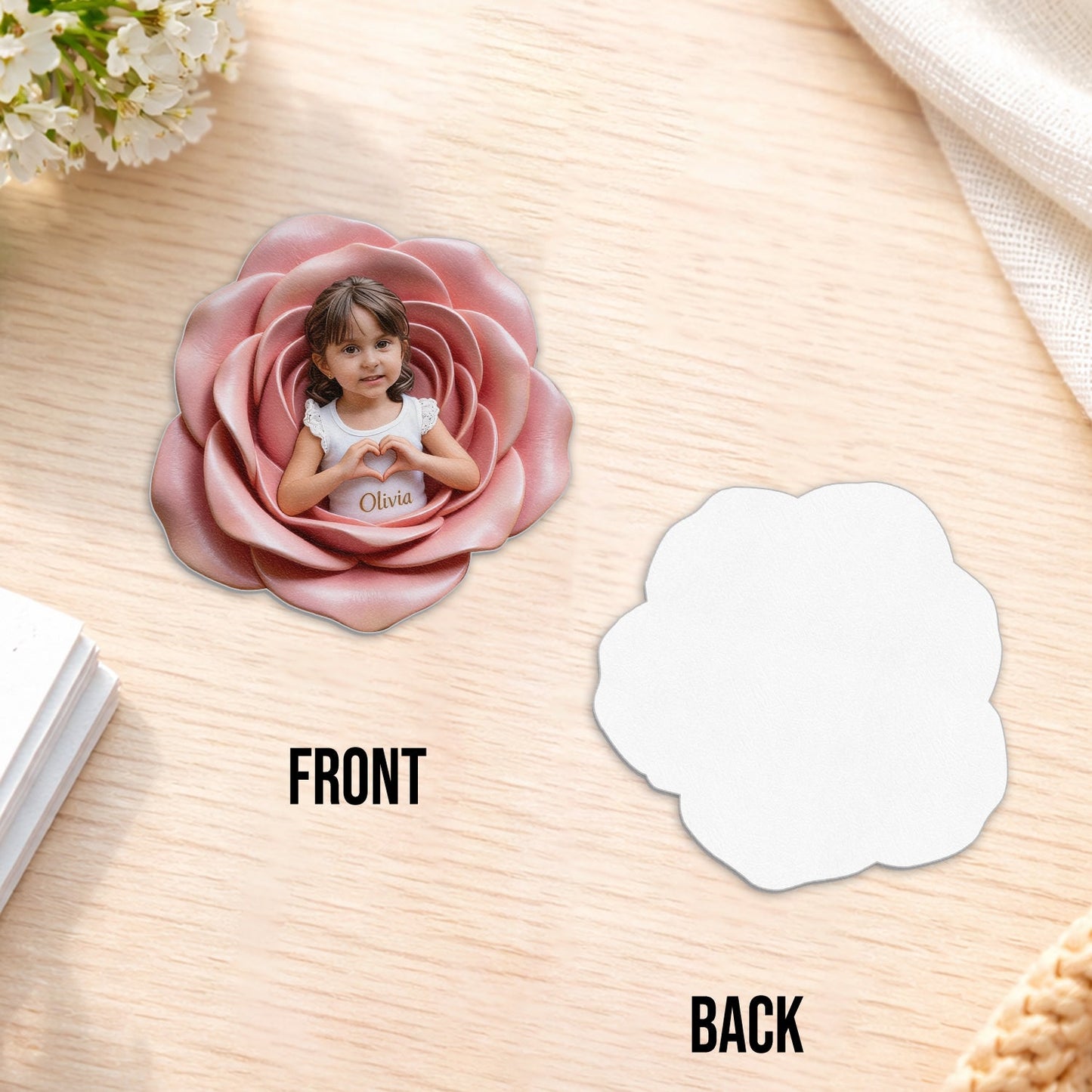 Custom From Photo And Flower - Personalized Kid Changeable Leather Patch Backpack