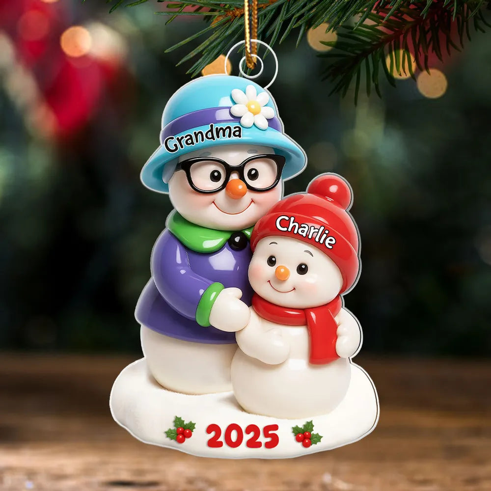 Heartwarming Grandma and Grandkid Acrylic Ornament, Christmas Tree Decoration with Personal Touch