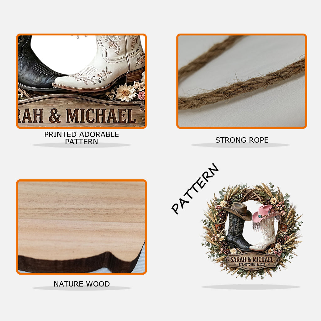 Cowboy & Cowgirl Couple. Western House Decoration - Personalized Western Outfit Custom Shaped Wood Sign
