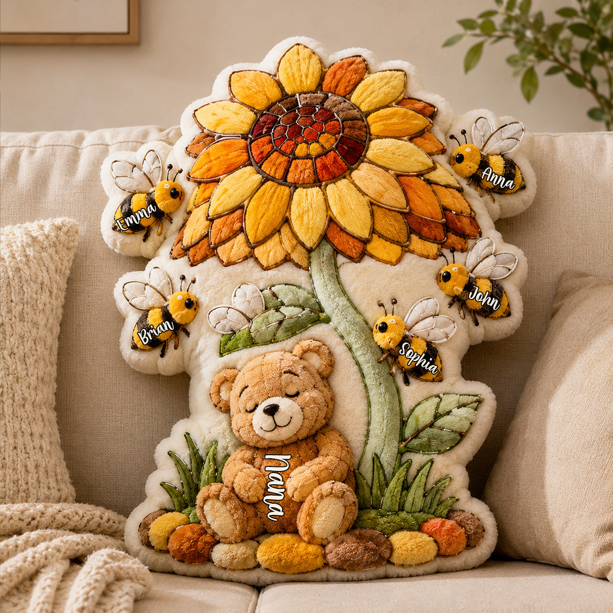 Grandma’s Blooming Love - Gift for Mother, Nana - Personalized Grandma Premium Faux Fur Pillow