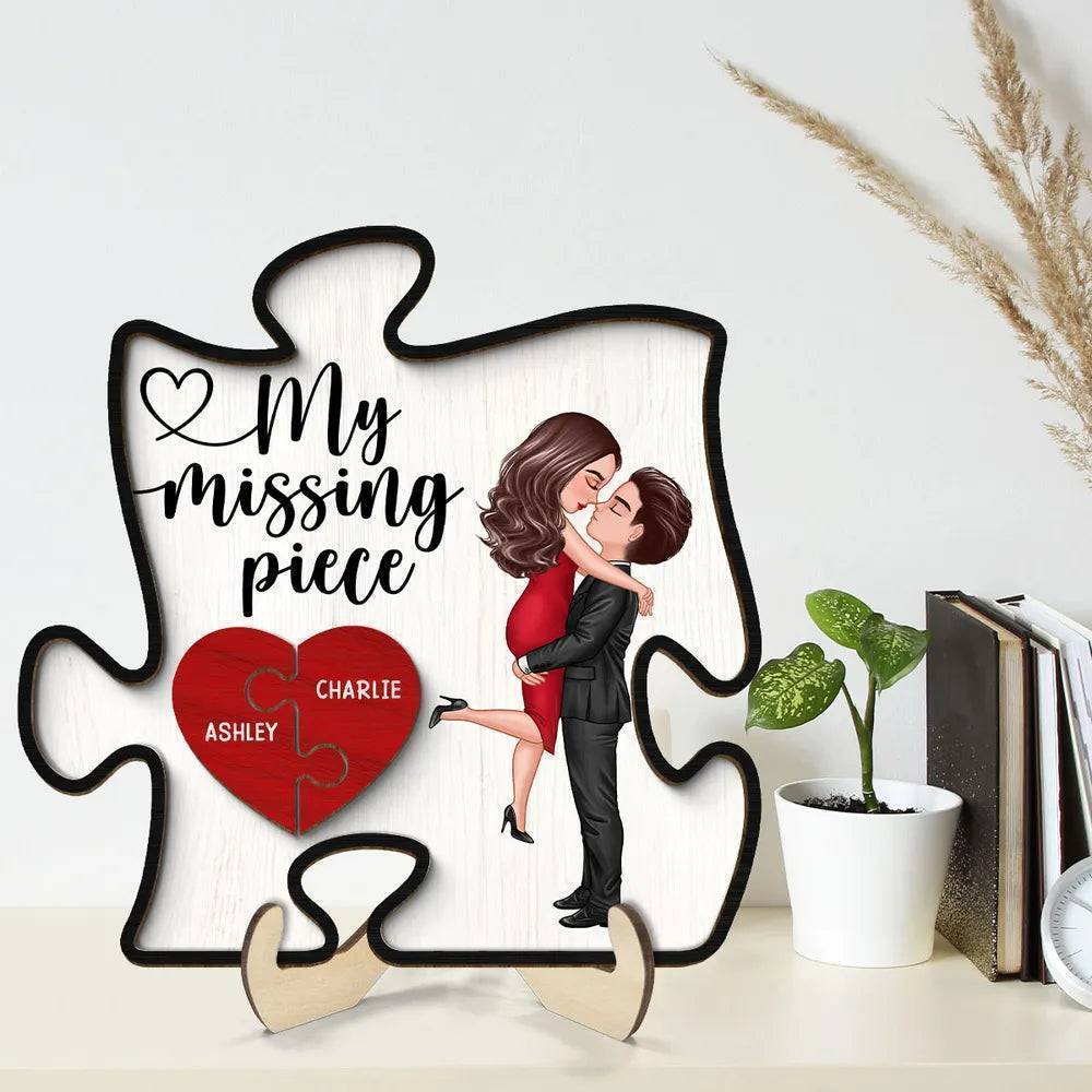 A Beautiful Expression of Deep Affection, Perfect for Gifting - 'My Missing Piece' Personalized Puzzle Heart 2-Layer Ornament- Romantic Valentine's & Anniversary Gift for Couples