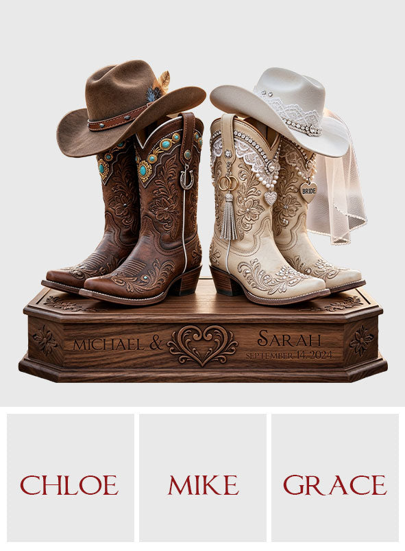Couple Cowboy - Personalized Couple Custom Shaped Wood Plaque