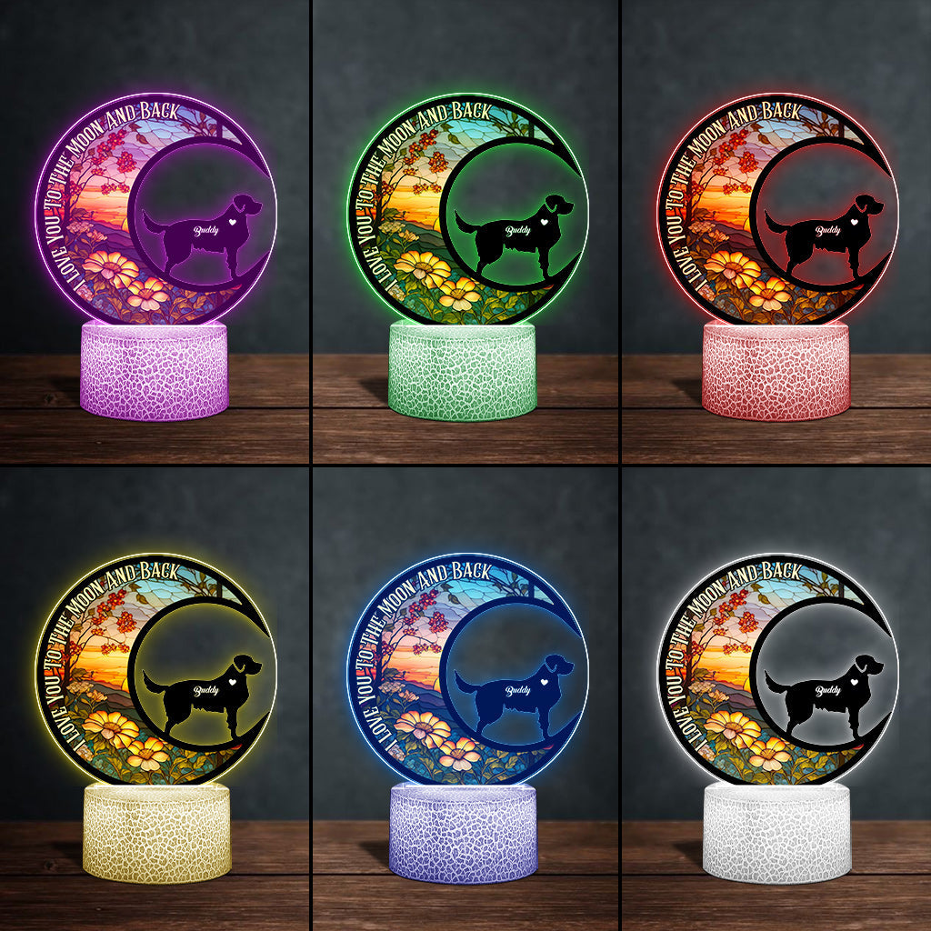 I Love You To The Moon And Back - Gift for dog lovers - Personalized Shaped Plaque Light Base