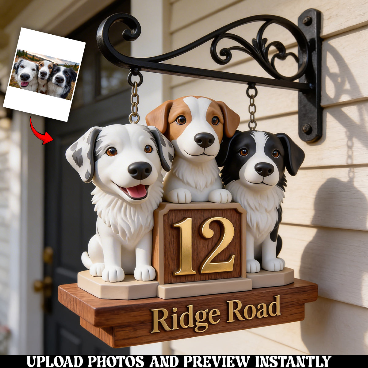 Dog Address Porch Sign - Personalized Dog Wooden Wall Mount Sign