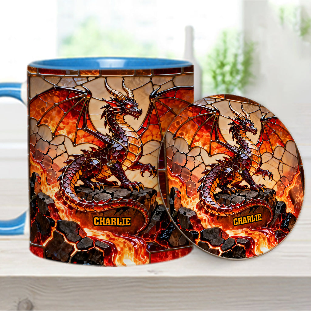 Fire Dragon - Personalized Dragon Accent Mug & Coaster