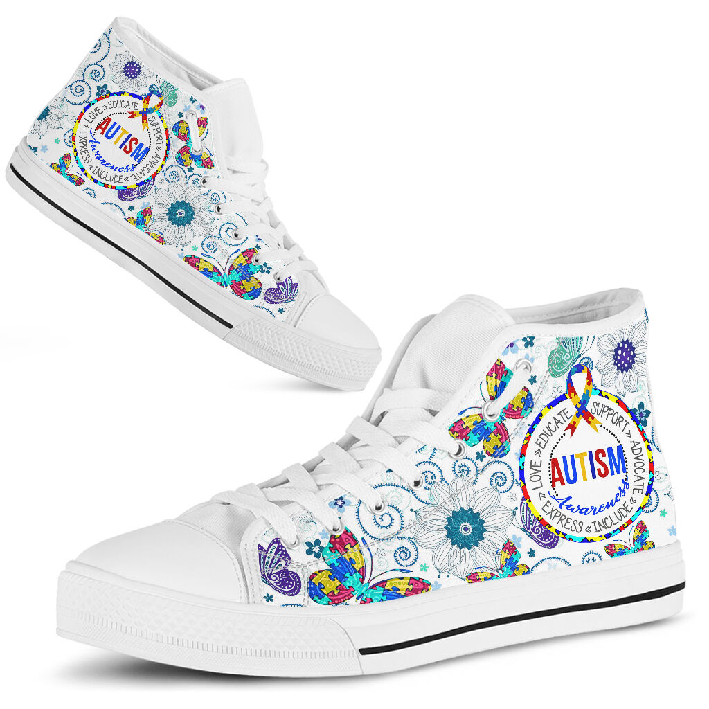 Autism Awareness Butterfly Ribbon Autism Awareness High Top Shoes 0622