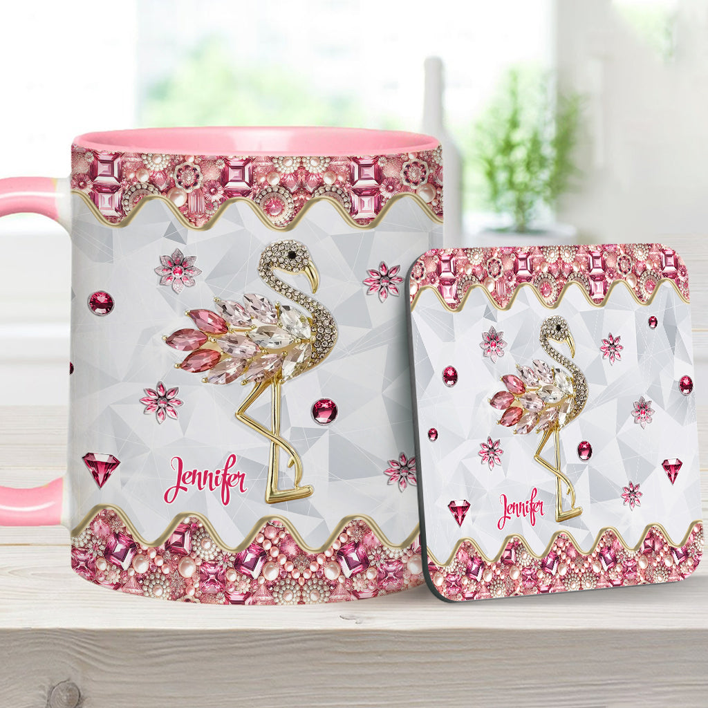 Just A Girl Who Loves Flamingos - Personalized Flamingo Accent Mug