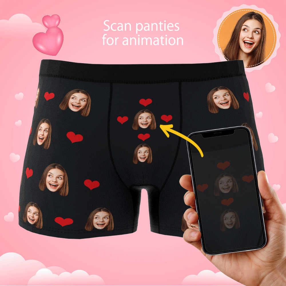 Custom Wife Or Girlfriend Face Boxers AR View - Personalized Couple Men's boxer briefs