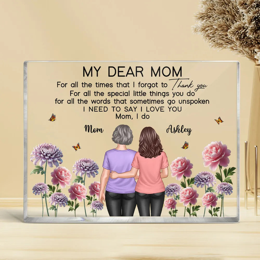 Mother-Daughter Acrylic Plaque with Flower Field Design