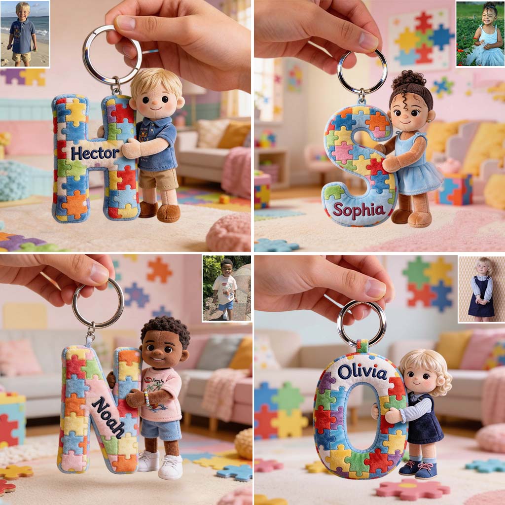 Autism Awareness Alphabet - Personalized Autism Awareness Plush Keychain