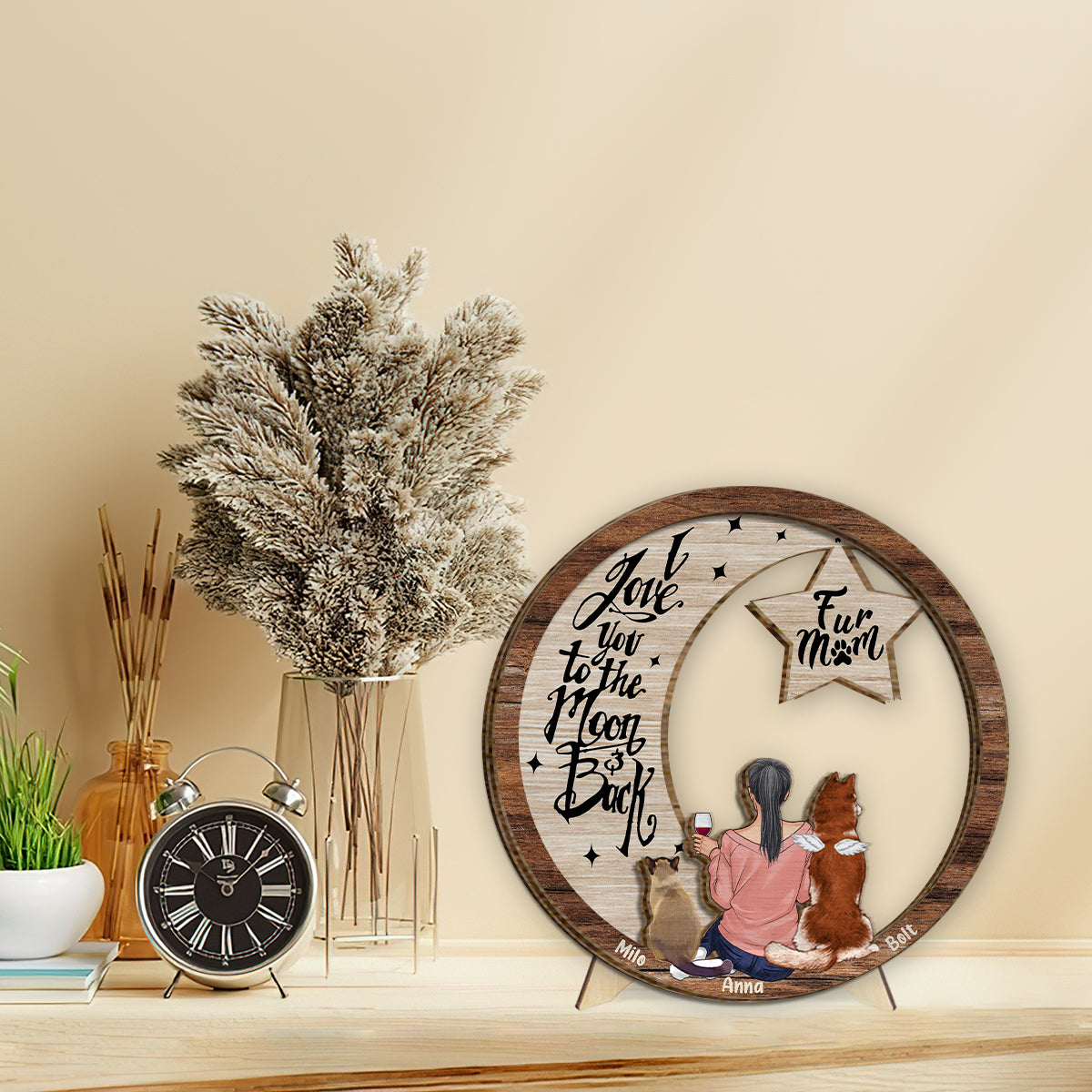 I Miss You I Know Love To The Moon And Back - Personalized Dog 2 Layered Wood Sign / Wood Plaque