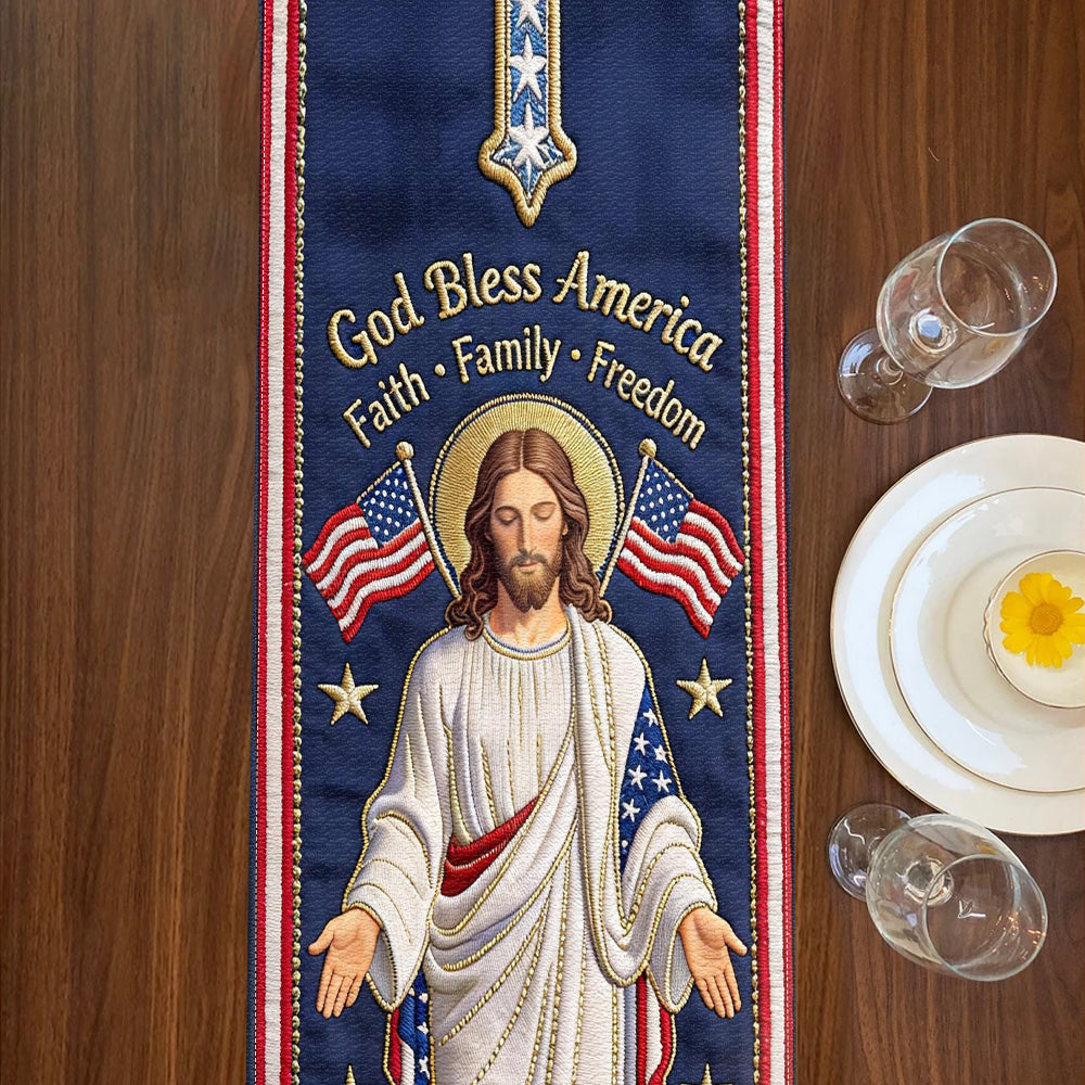 God Bless America - Personalized Christian Table Runner