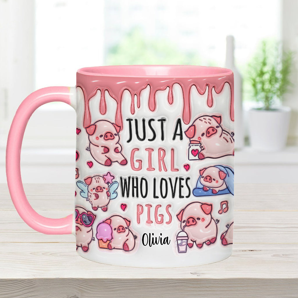 Just A Girl Who Loves Pigs - Personalized Pig Lover Accent Mug
