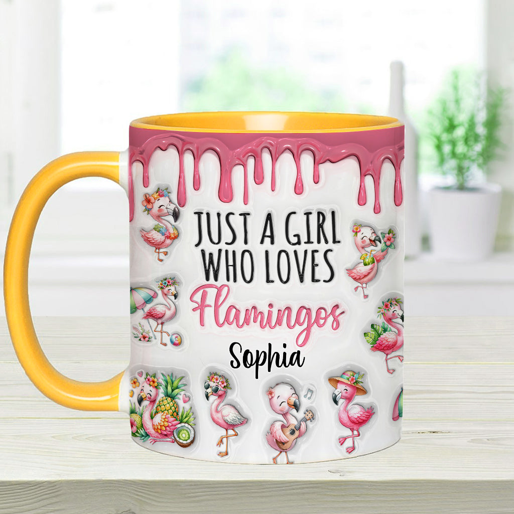 Just A Girl Who Loves Flamingos - Personalized Flamingo Accent Mug