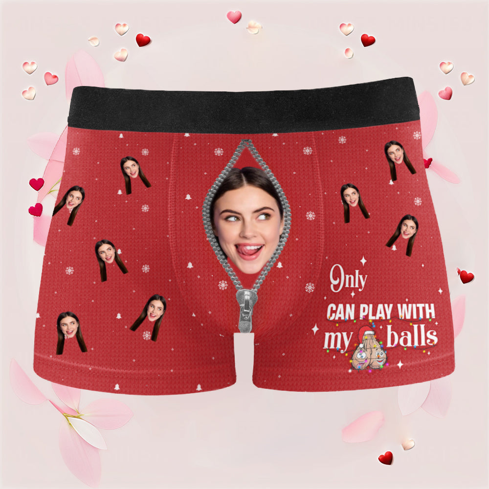 Only Wife Can Play with My Balls – Funny Personalized Boxer Briefs for Him, Perfect Christmas Gift